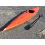 A 13ft fibreglass kayak, complete with paddle. (A/F) (158in)