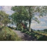 McIntosh Patrick, limited edition lithographic coloured print, landscape with country lane, signed