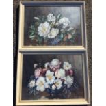 Marion Broom, watercolours, a pair, still lifes with vases of flowers, signed & framed. (30.25in x