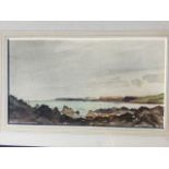 Peter Knox, watercolour, coastal view over rocks titled Coldingham, signed and dated, mounted &