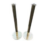 A pair of brass pole bollards on circular weighted bases. (37.5in) (2)