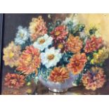 Marion Broom, watercolour, still life colourful vase of flowers, signed & framed. (19.75in x 15.