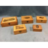 Five rectangular mauchline boxes - Ben Lomond, Inveraray Castle, Falls of Tummel, Ecclesbourne