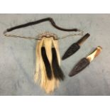 A Victorian childs sporran, the horsehair with silver plated thistle mounts having leather purse