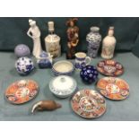 Miscellaneous ceramics including a Royal Doulton Jester (HN2016), a Spode Amanda, porcelain balls, a