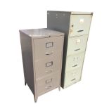 A four drawer Triumph filing cabinet with chromed handles and label holders; and a three drawer