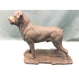 Margaret Turner, a resin bronze study of a dog standing alertly on flagstones, signed. (9in x 9.