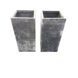 A pair of plain square lead-style garden tower pots. (28in) (2)