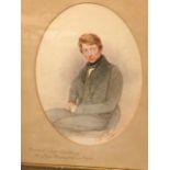 John Henry Mole, pencil & watercolour, oval portrait of a seated young gentleman, signed, the gilt