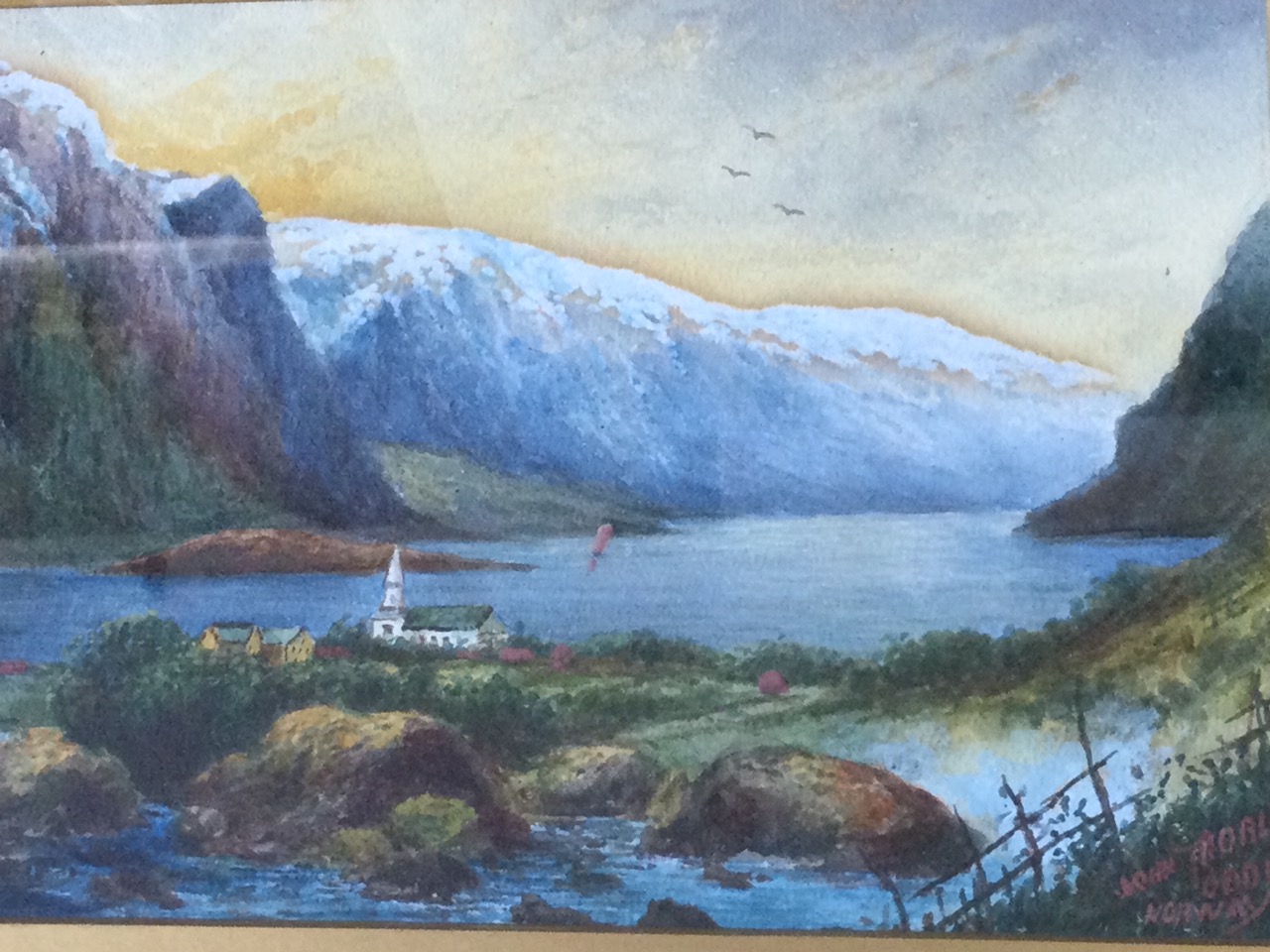 John Trorley, watercolours with bodycolour, Norwegian fjord landscapes of the Odde peninsula, with - Image 2 of 3