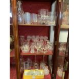 Miscellaneous glass including a pair of decanters & stoppers, sets of cut wine glasses, tumblers,