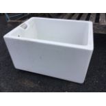 A rectangular deep belfast sink with integral overflow. (23.5in x 17.75in x 12.75in)