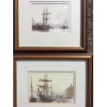 Peter Knox, watercolours, a pair, quayside scenes with boats tied up in harbour, signed, mounted and
