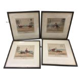 A set of four Victorian handcoloured cockfighting prints after Henry Alken, published in 1841 by