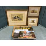 Three signed, mounted & framed David Shepard prints - zebra, lion & elephant; and a cased signed