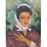 Louis de Marquevic, oil on board, bust portrait of a lady, signed and dated 1957, French
