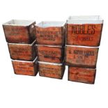 Nine old Scottish & Newcastle Brewery wood beer crates with internal bottle divisions. (9)