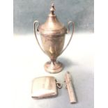 A 1937 hallmarked silver Highgate School fives trophy cup - Chester; a shaped hallmarked silver