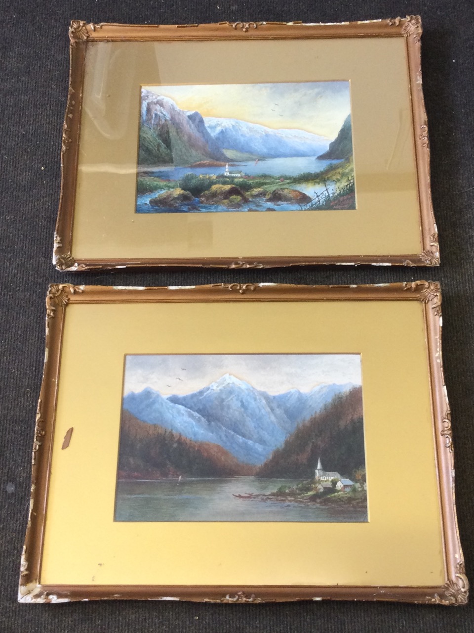 John Trorley, watercolours with bodycolour, Norwegian fjord landscapes of the Odde peninsula, with