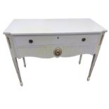 A painted Adams style sideboard, the rectangular top with concave corners above two drawers, the
