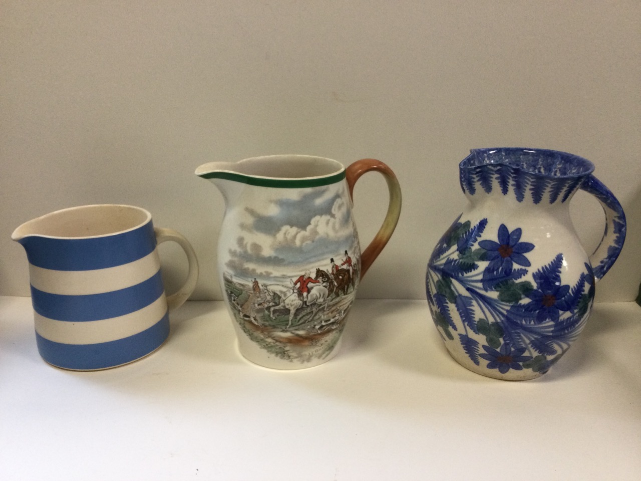 A collection of jugs - TG Green striped, a Spode hunting jug, Scottish stoneware, Masons octagonal - Image 2 of 3