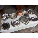 A collection of oval silver plated tureens/covers, some sets, liners, etc - 21 individual pieces;
