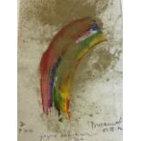 Nguyen Ducmanh, oil on paper, abstract with inscription, signed and dated, laid down and framed -