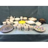 Miscellaneous ceramics including a set of nine Denby Scottish mugs, a handpainted stoneware bowl,