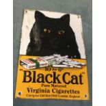 A rectangular C20th enamelled sign for Black Cat cigarettes. (8.75in x 12.5in)