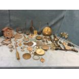 Miscellaneous clock weights - lead and brass, a cuckoo clock, clock parts, etc; and a quantity of