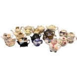 A collection of eighteen teapots - Victorian copper lustre, novelty, James Kent chintz, 60s, Sadler,