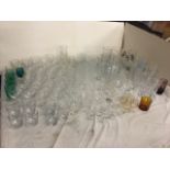 A quantity of drinking glass - wine glasses, some cut Edinburgh crystal, branded glasses,