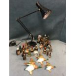 A 70s Herbert Terry anglepoise lamp; a graduated set of three Beswick wall ducks - repaired; and a