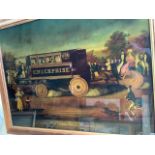 A reverse glass painting, study of the nineteenth century Enterprise Steam Omnibus built by Walter