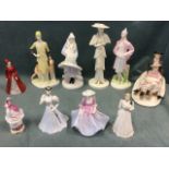 A Collection of Coalport figurines - High Society, Winters Frolic, Elaine, Seranade, Radiance,
