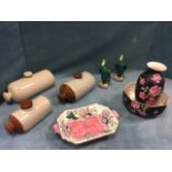 Miscellaneous ceramics including three stoneware salt glazed hotwater bottles, a pair of Chinese