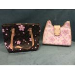 A Louis Vuitton style ladies leather bag with flower-face pink decoration and studding; and