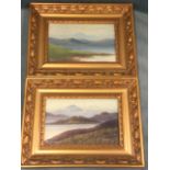 S Bow, oil on boards, a pair, Scottish landscapes - Loch Lomond and Loch Katrine, signed and titled,