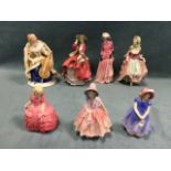 Six Royal Doulton figurines - Top o’ the Hill HN1834, Suzette HN1487, Maureen HN1776, Rose HN1368,