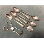 A set of six Georgian silver teaspoons - London, 1814, Sarah & John William Blake; and a pair of