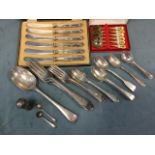 Miscellaneous hallmarked silver including sets of teaspoons and coffee spoons, a christening spoon &