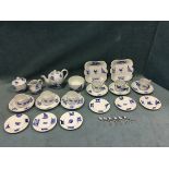 A Copeland Spode blue & white miniature teaset decorated with country and farmyard animals including