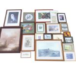 Miscellaneous framed pictures and prints, photographs, local views, some signed, tapestries, fishing