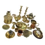 Miscellaneous brass including a heavy brass shell case box & cover engraved Cheeuvelt 1918, a pair