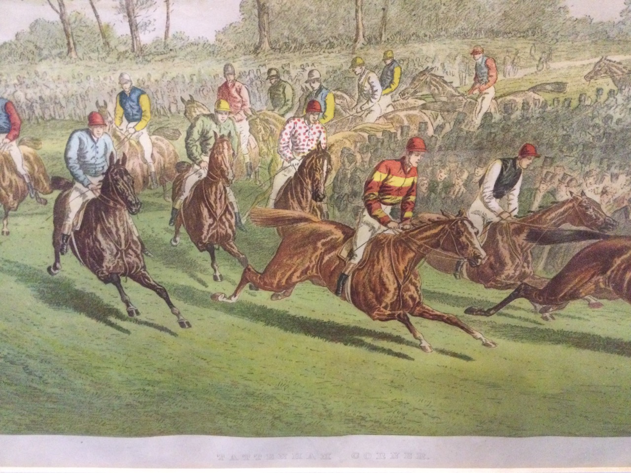 Thomas Sturgess, nineteenth century steeplechasing coloured print, titled Tattenham Corner, - Bild 3 aus 3