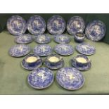 A Spode blue & white Italian pattern part teaset. (A lot)