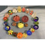 A collection of glass paperweights - marbled, contemporary, floral, cone shaped, novelty, etc. (24)