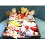 A collection of 60s/70s dolls - various makers, and a large selection of dolls clothing - hats,
