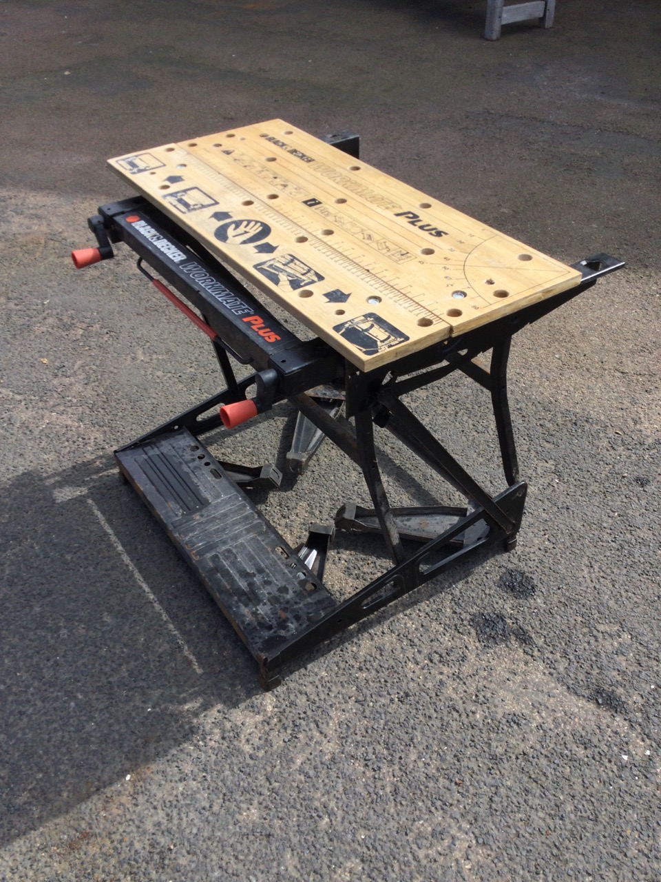 Black and Decker workmate plus foldable workbench.