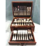 A canteen of Sheffield plated cutlery in the queens pattern with embossed shell handles with